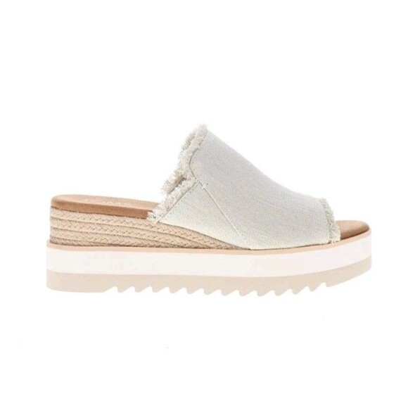 Toms Shoes - TOMS Diana Mule Platform Wedge Denim White Casual Sandals Womens Size 11 NIB